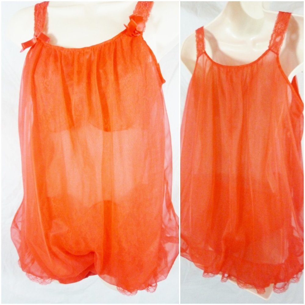 Vtg Texsheen dbl Chiffon small 2 pc set Lace Incer